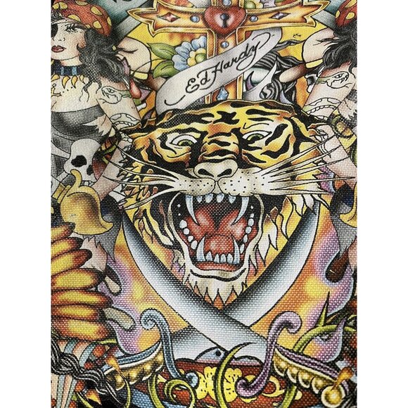 Ed Hardy by Christian Audigier Messenger Laptop Bag Pirate Ladies Tiger Canvas - Picture 3 of 16